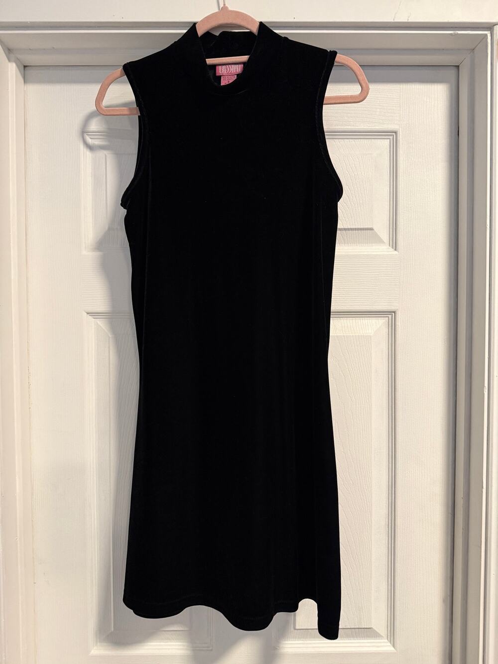 Vtg Cassini Mock Turtleneck Black Velvet Little Black Dress LBD - Size S (SG33)